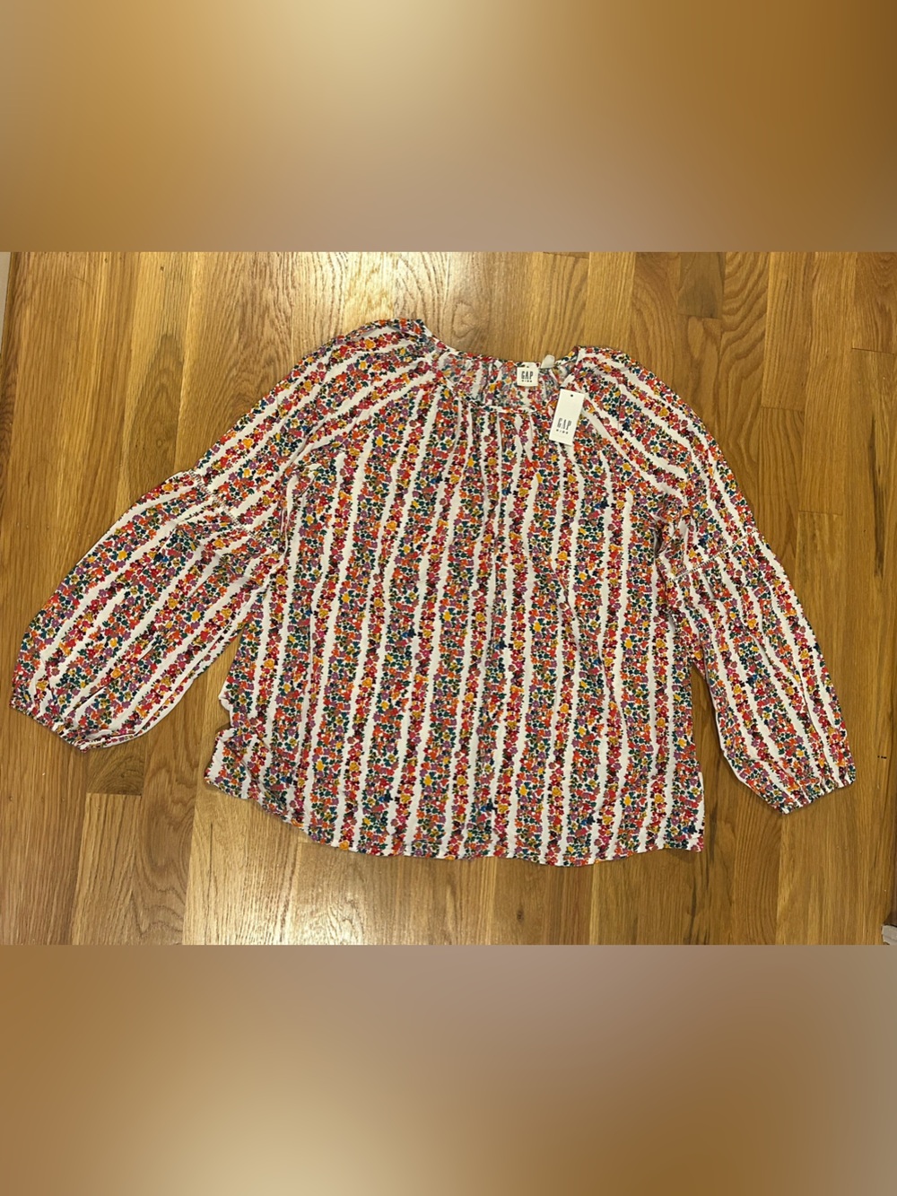 GAP Kids Multicolor Floral Peasant Top - White Base